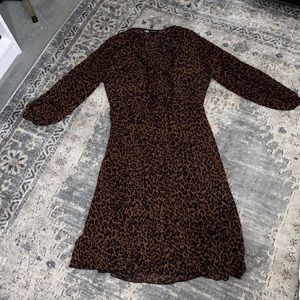 ZARA leopard cheetah print midi dress